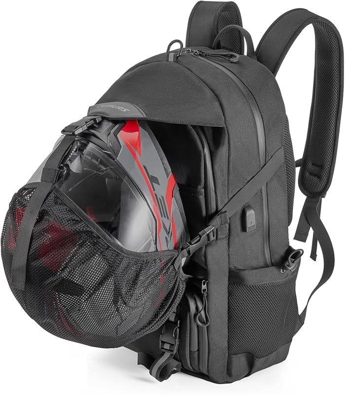 Best Backpack For Motorcycle Helmet In 2026 5 Oumurs 50L Waterproof Expandable Motorcycle Helmet Backpack, Reflectiv