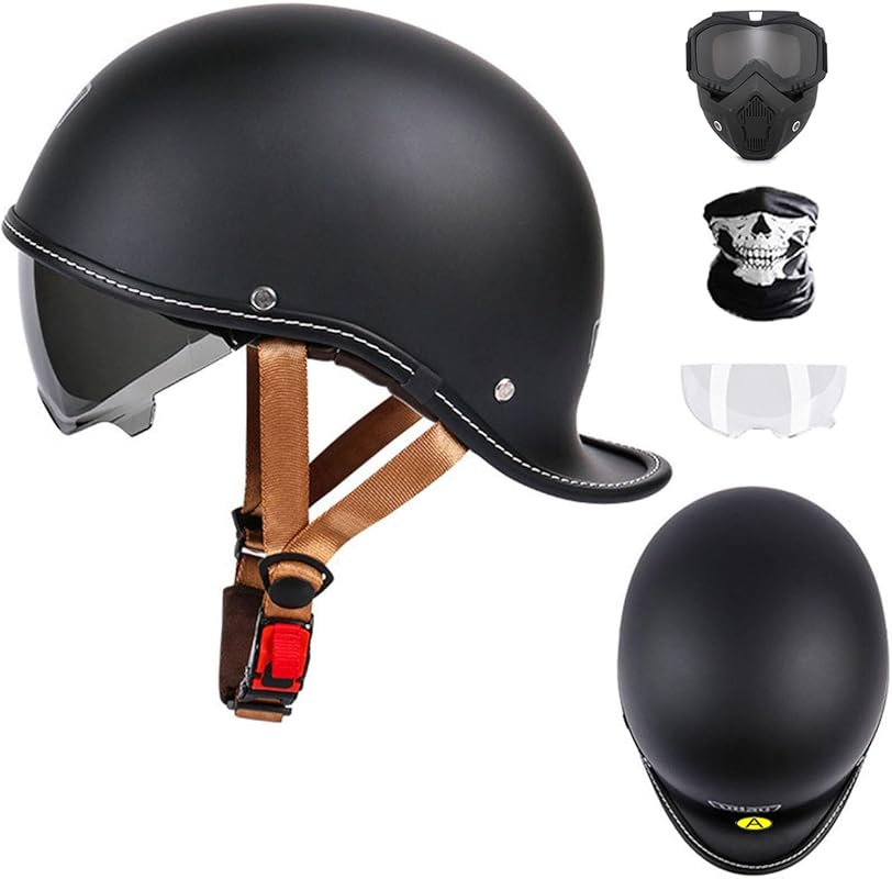 Best 3XL Motorcycle Helmets- 7 Helmets In 2026 4 Swallowtail Vintage Half Face Motorcycle Helmet with Goggles and Dual