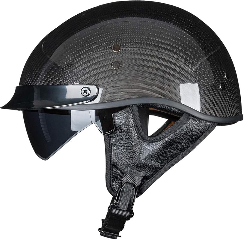 Best Carbon Fiber Motorcycle Helmet - Top 5 Helmet In 2026 4 Carbon Fiber Open Face Retro Motorcycle Half Helmet for Cruiser and Ch