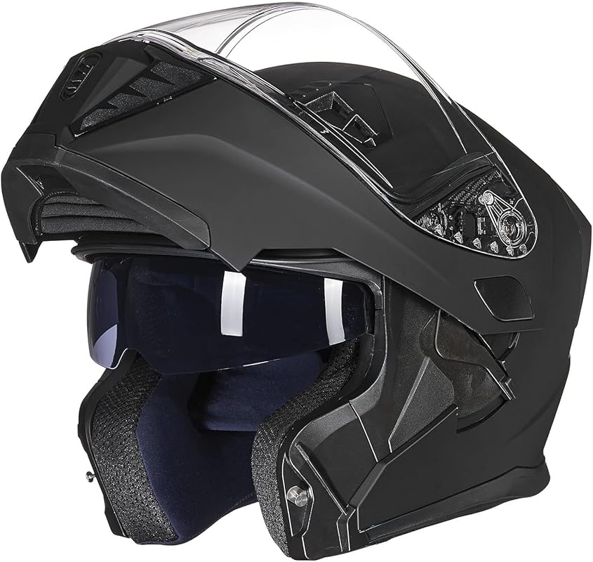 Best Classic Motorcycle Helmets - Top 5 Helmets In 2026 4 Adult Modular Full Face Motorcycle Helmet, Flip-Up Dual Visor & LED Ta