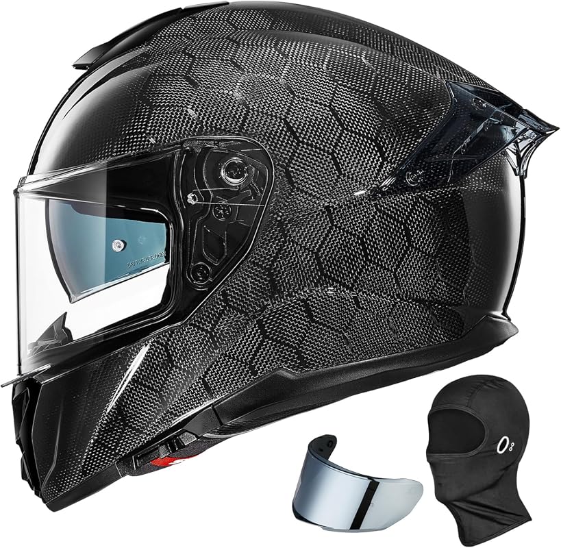 Best Carbon Fiber Motorcycle Helmet - Top 5 Helmet In 2026 5 Carbon Fiber Lightweight Full Face Motorcycle Helmet with Dual Visor a