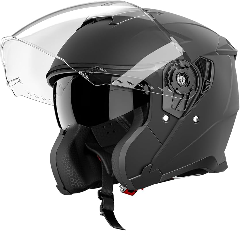 Best Classic Motorcycle Helmets - Top 5 Helmets In 2026 3 Adult Open Face Motorcycle Helmet DOT Certified, Dual Visor & Quick Re
